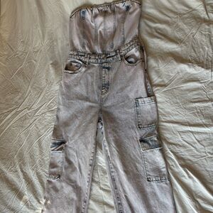 Wild Fable Acid Wash Denim cargo Jumpsuit
